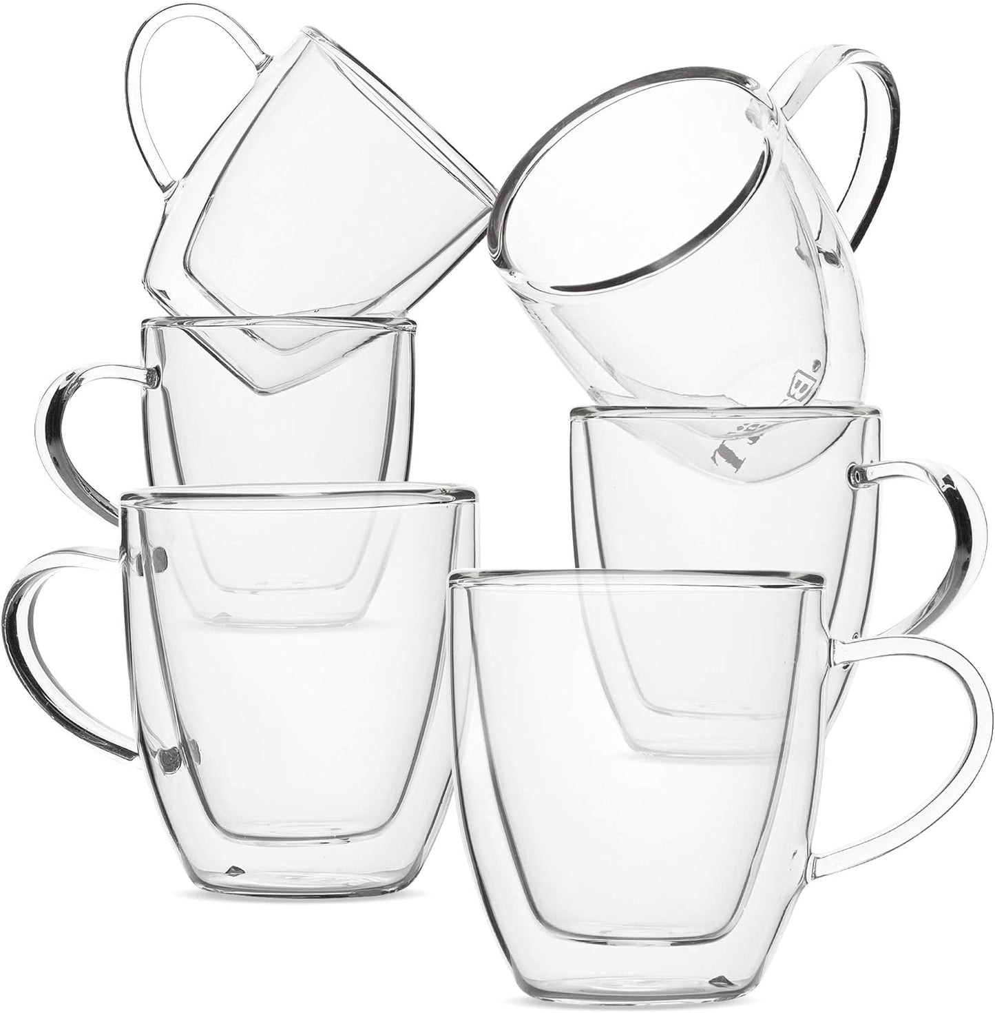 BTaT- Small Espresso Cups, Demitasse Cups, Set of 6 (2.0 oz, 60 ml), Glass Coffee Mugs