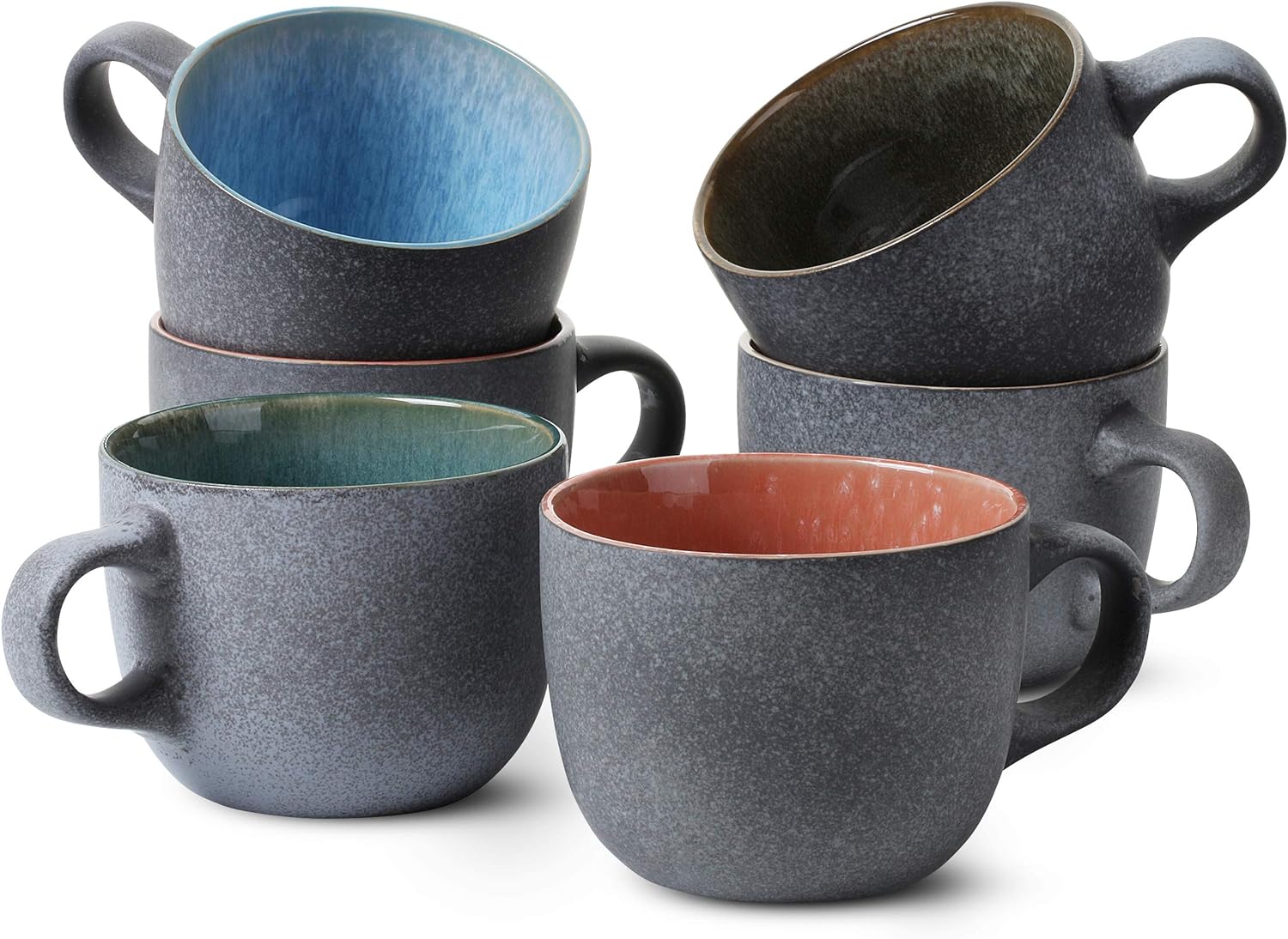 BTaT- Coffee Mug Set, Set of 6, 14 oz(415ml), Coffee Cup Set, Ceramic – Brew to a Tea