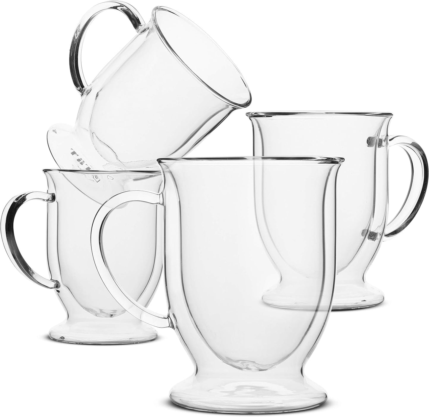 BTaT- Coffee Mug Set of 4 (12oz, 350ml) Double Wall Glass Coffee Cups
