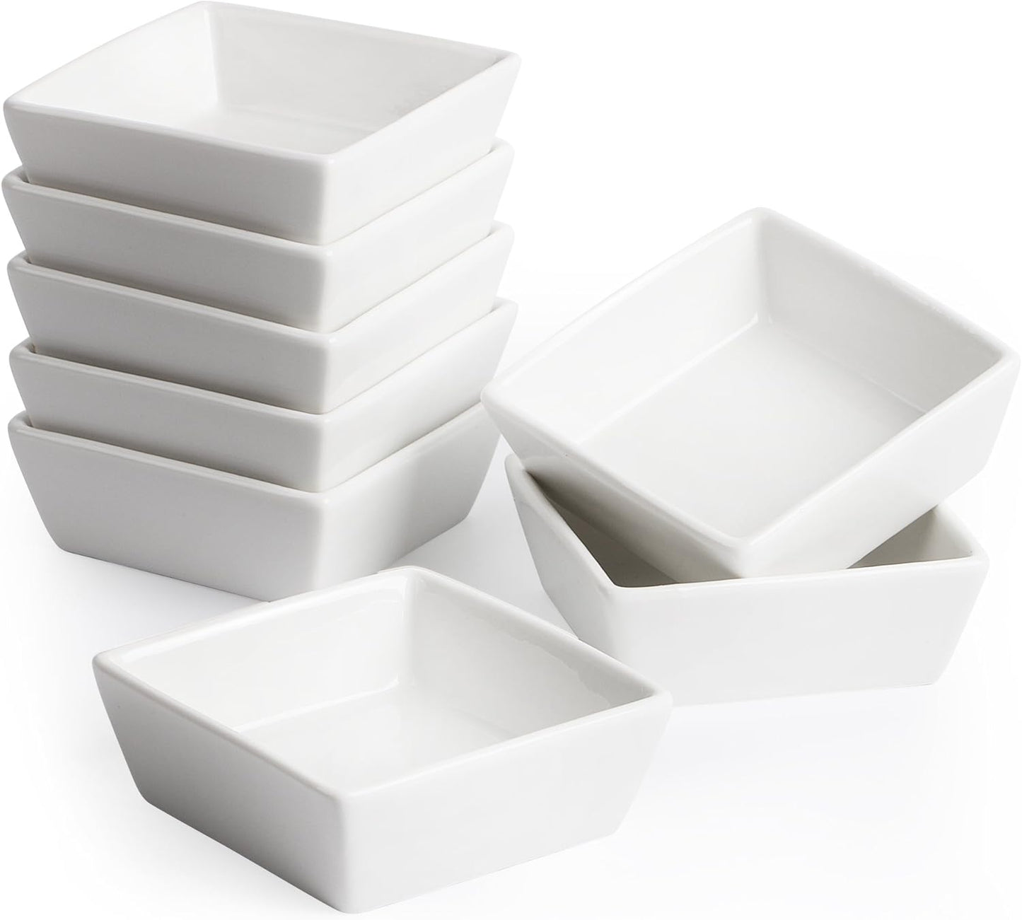 BTaT- Ramekins, Square, 4 oz, Set of 8, Oven Safe Ramekins, Creme Brulee Ramekins