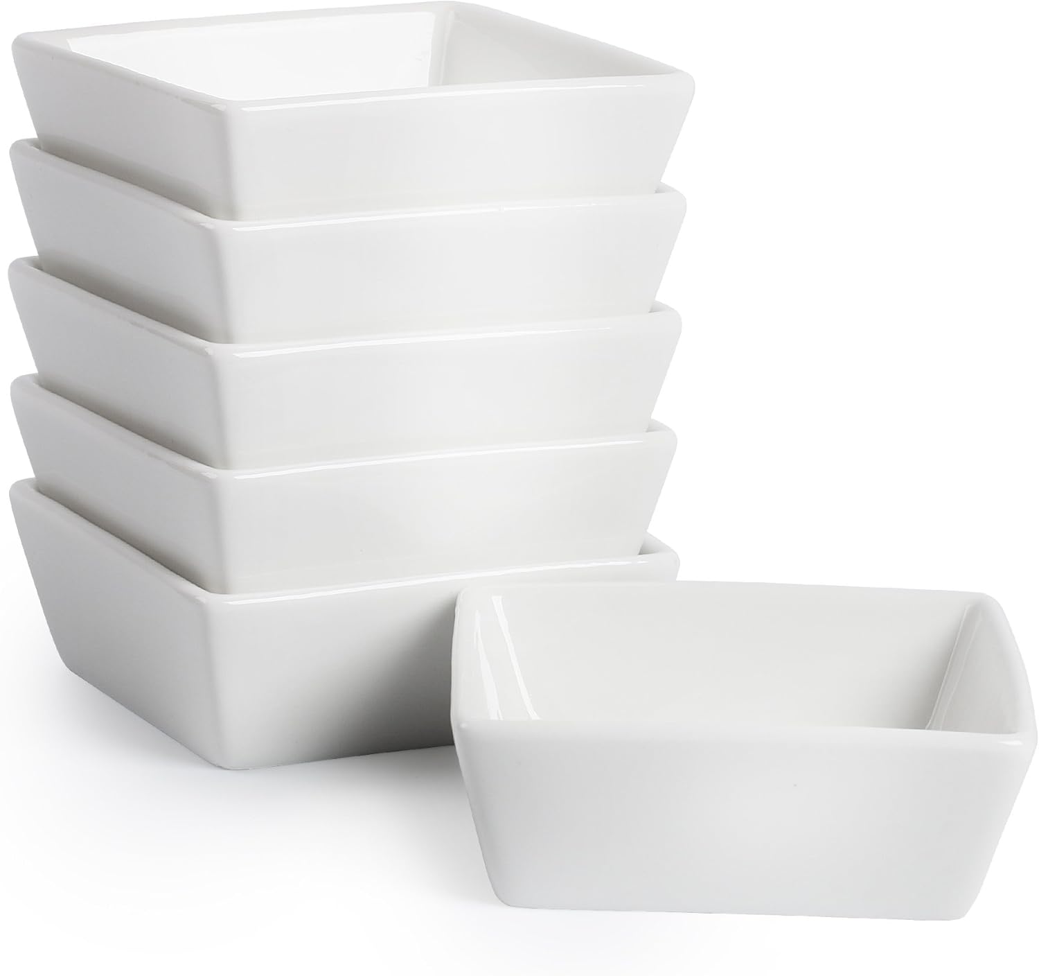 BTaT- Ramekins, Square, oz, Set of 6, Oven Safe Ramekins, Creme