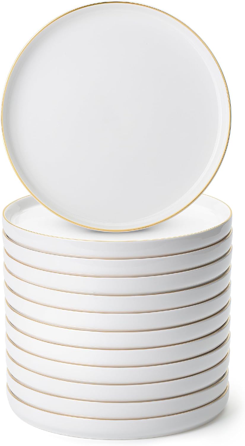 BTaT- White Dessert Plates, Set of 12, 8", Small Plates for Appetizers, Small Plate