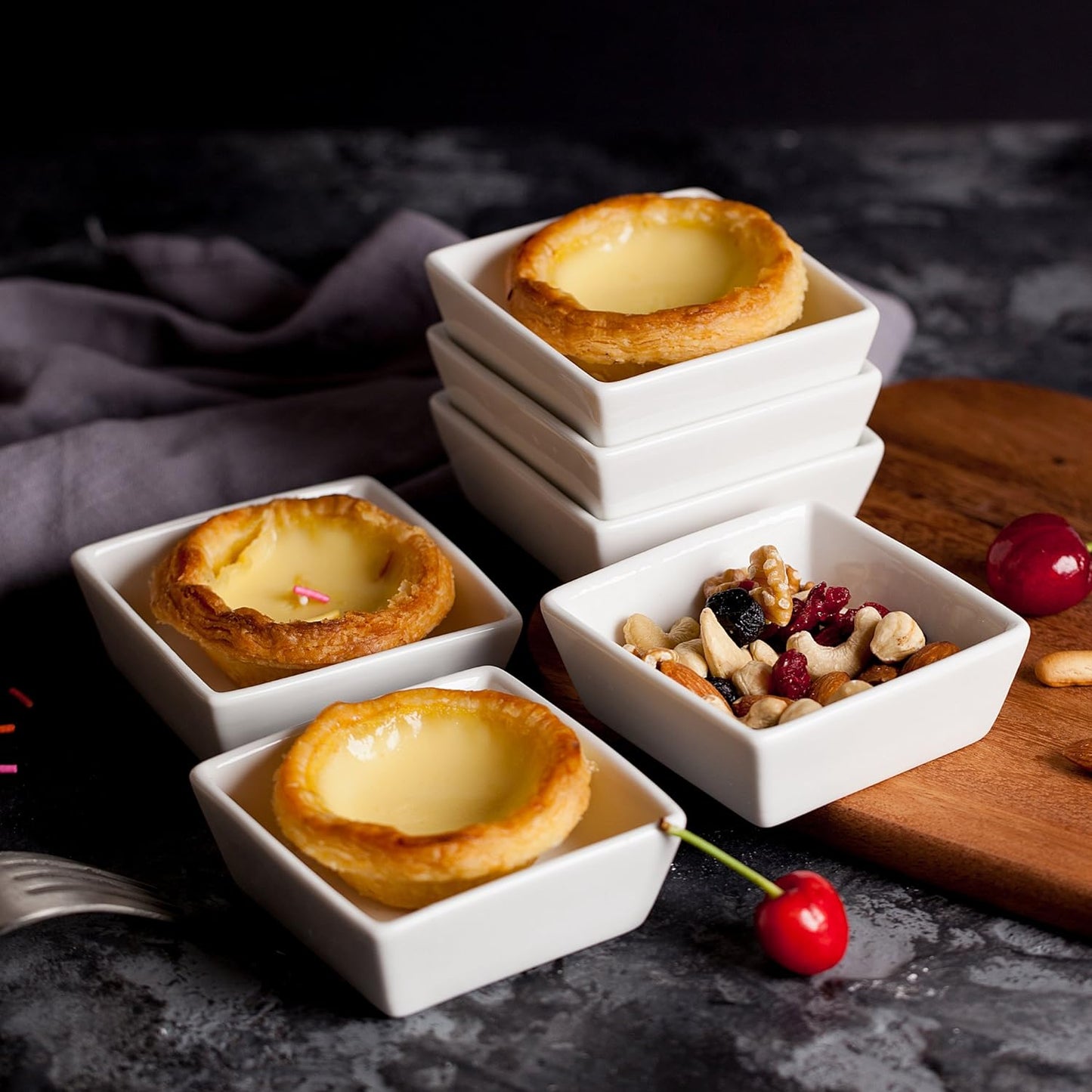 BTaT- Ramekins, Square, 4 oz, Set of 6, Oven Safe Ramekins, Creme Brulee Ramekins