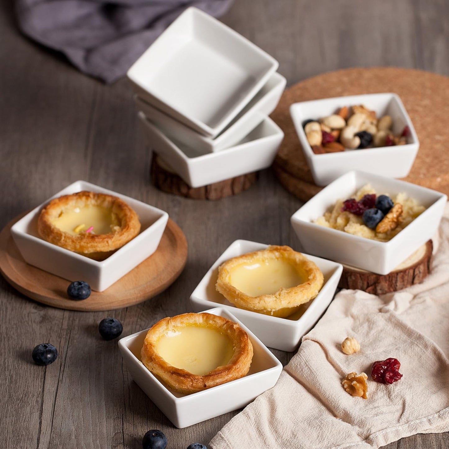 BTaT- Ramekins, Square, 4 oz, Set of 8, Oven Safe Ramekins, Creme Brulee Ramekins