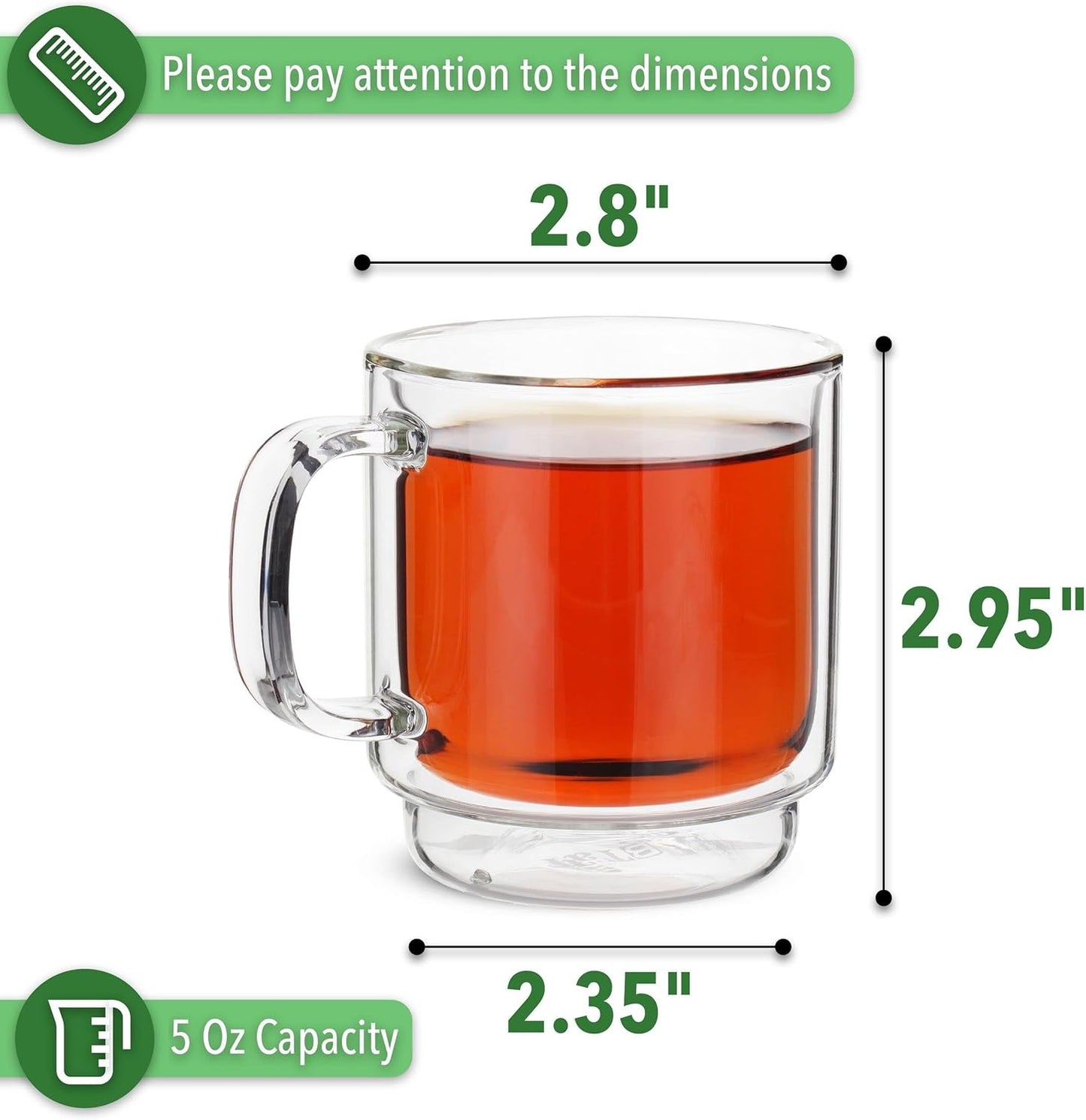 BTaT- Stackable Espresso Cups, Demitasse Cups, Set of 4 (5.0 oz, 150 ml)