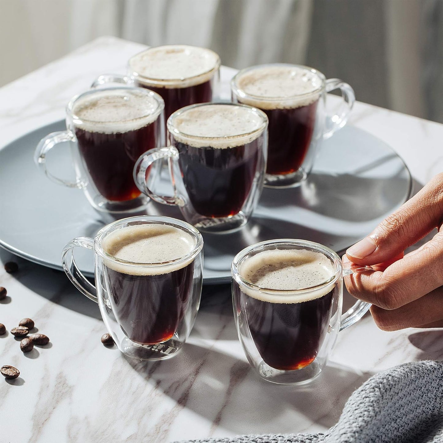 BTaT- Small Espresso Cups, Demitasse Cups, Set of 6 (2.0 oz, 60 ml), Glass Coffee Mugs