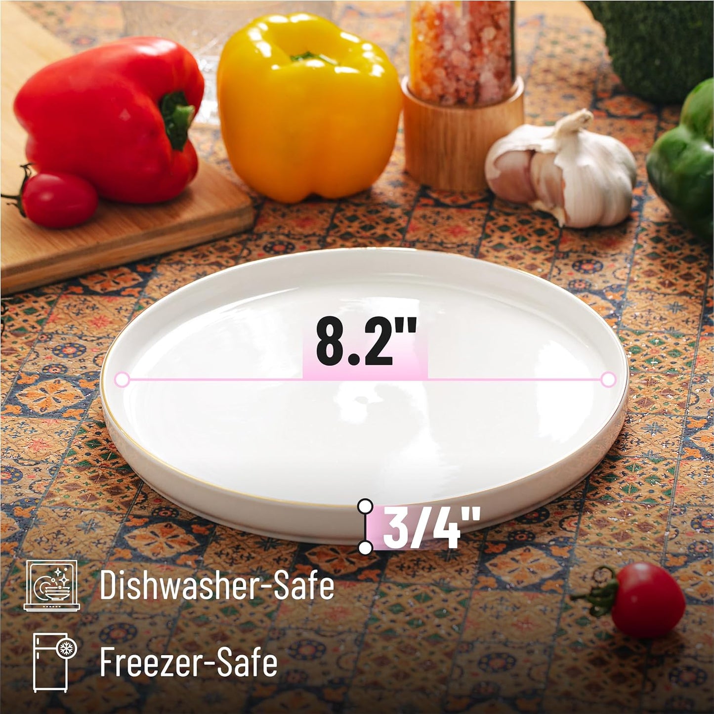 BTaT- White Dessert Plates, Set of 12, 8", Small Plates for Appetizers, Small Plate