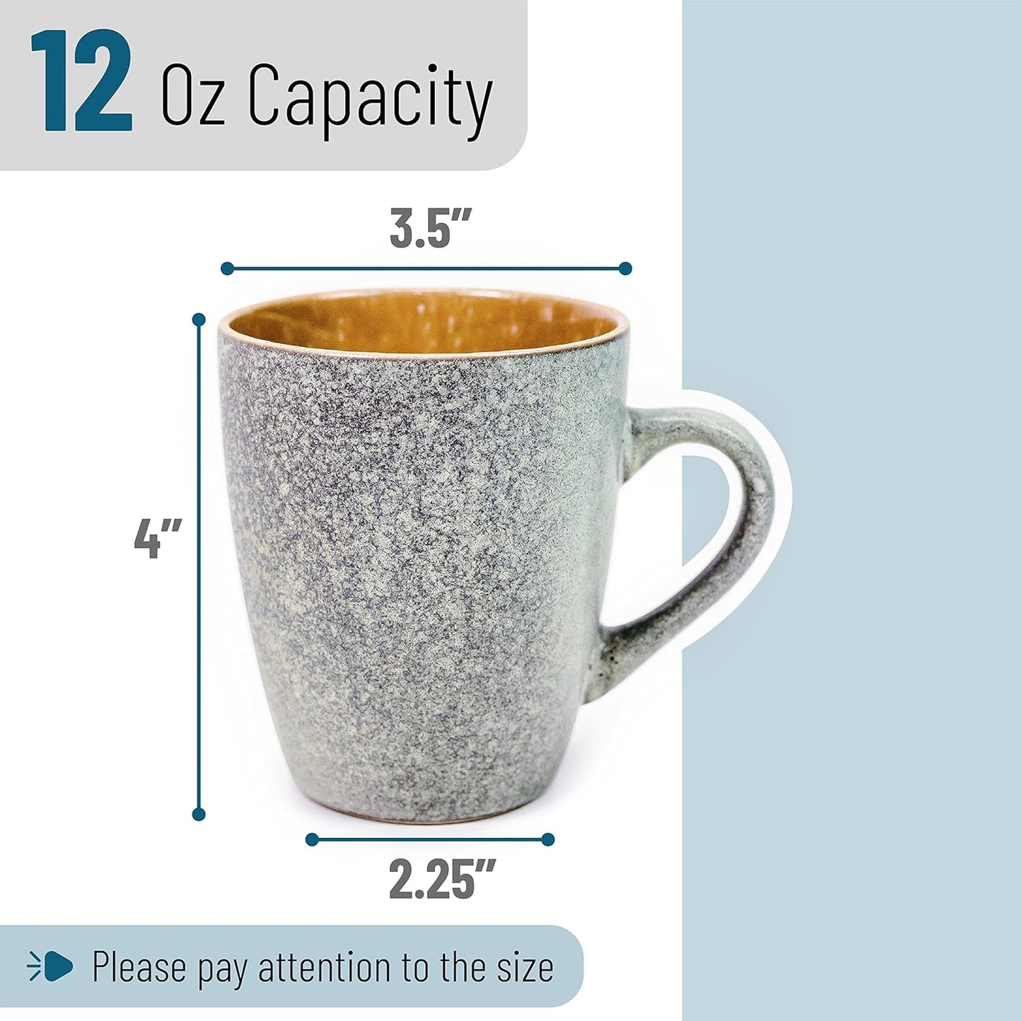 BTaT- Coffee Mugs, Set of 6, 12 oz (350ml), Mugs, Coffee Cups, Mugs for Coffee
