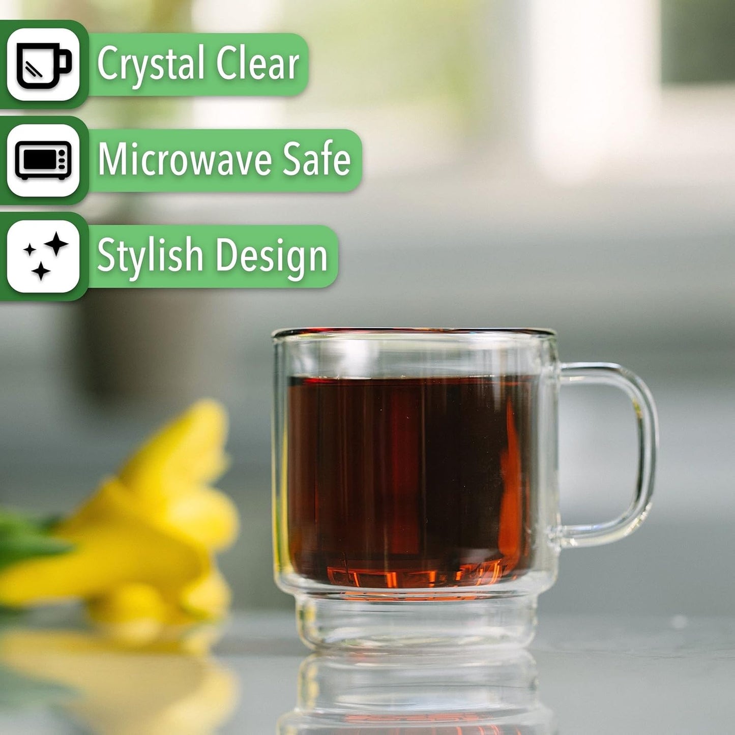 BTaT- Stackable Espresso Cups, Demitasse Cups, Set of 4 (5.0 oz, 150 ml)