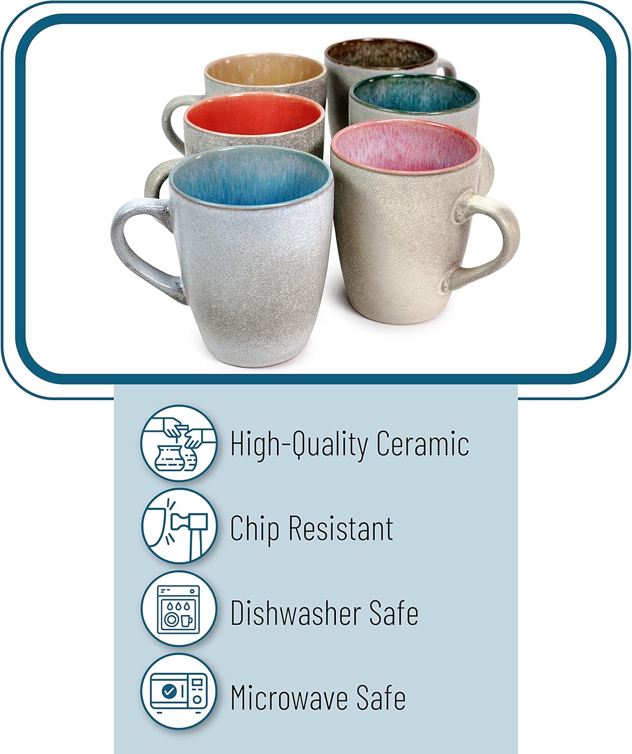 BTaT- Coffee Mugs, Set of 6, 12 oz (350ml), Mugs, Coffee Cups, Mugs for Coffee