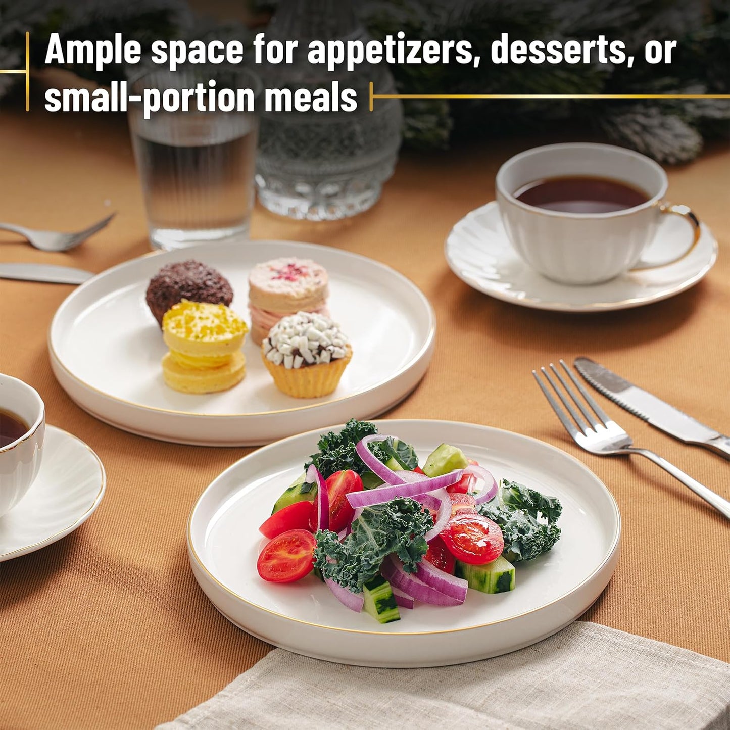 BTaT- White Dessert Plates, Set of 12, 8", Small Plates for Appetizers, Small Plate