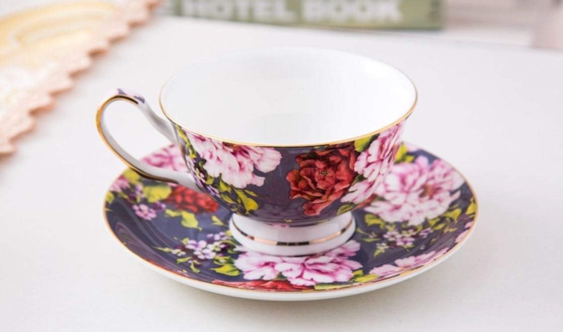 BTaT- Tea Cups, Tea Cups and Saucers Set of 6, Tea Set, Floral Tea Cups (8oz)