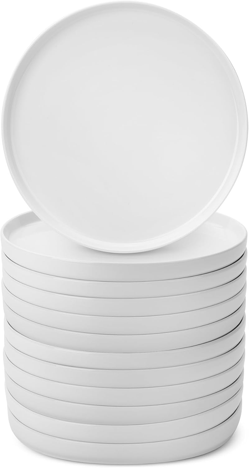 BTaT- White Dessert Plates, 12 Set, 8.2", Small Plates for Appetizers