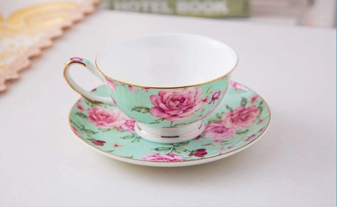 BTaT- Floral Tea Cups and Saucers, Set of 4 (8oz) with Gold Trim and Gift Box, Cappuccino Cups, Latte Cups