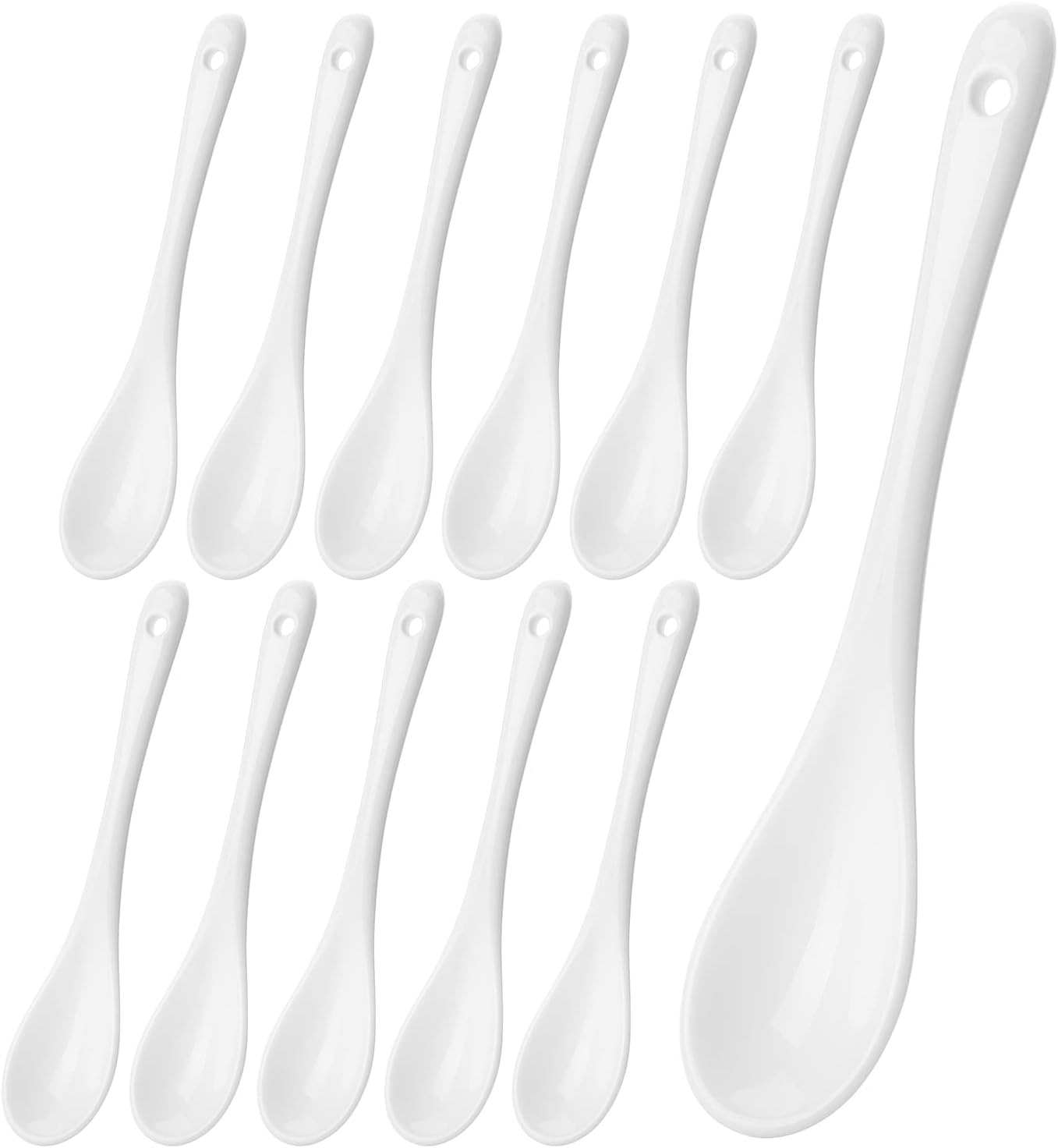 BTaT- Tea Spoon, Set of 12, White Porcelain, Espresso Spoons, Ceramic Spoon, Ceramic Spoons