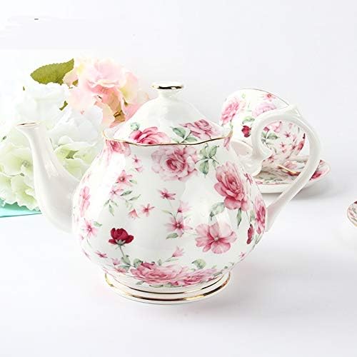 BTaT- Floral Tea Pot, Porcelain Teapot, 38 oz, Floral Teapot, Bone China Teapot for Tea Set