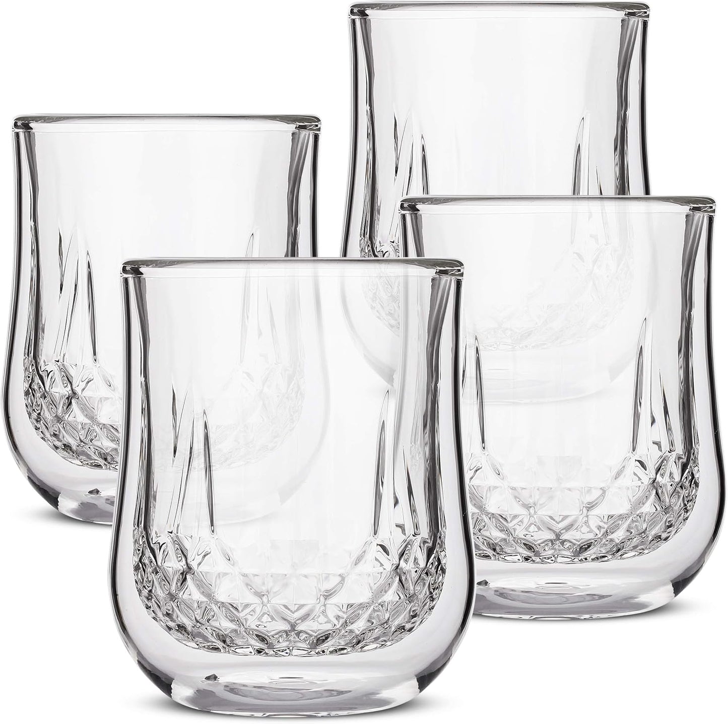 BTaT- Whiskey Glasses, Double Wall Glasses, Set of 4, Bourbon Glasses