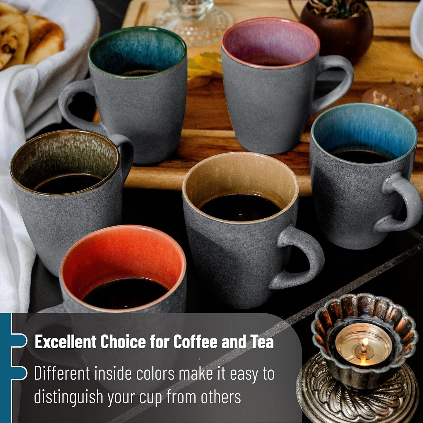 BTaT- Coffee Mugs, Set of 6, 12 oz(350ml), Mugs, Coffee Cups, Mugs for Coffee