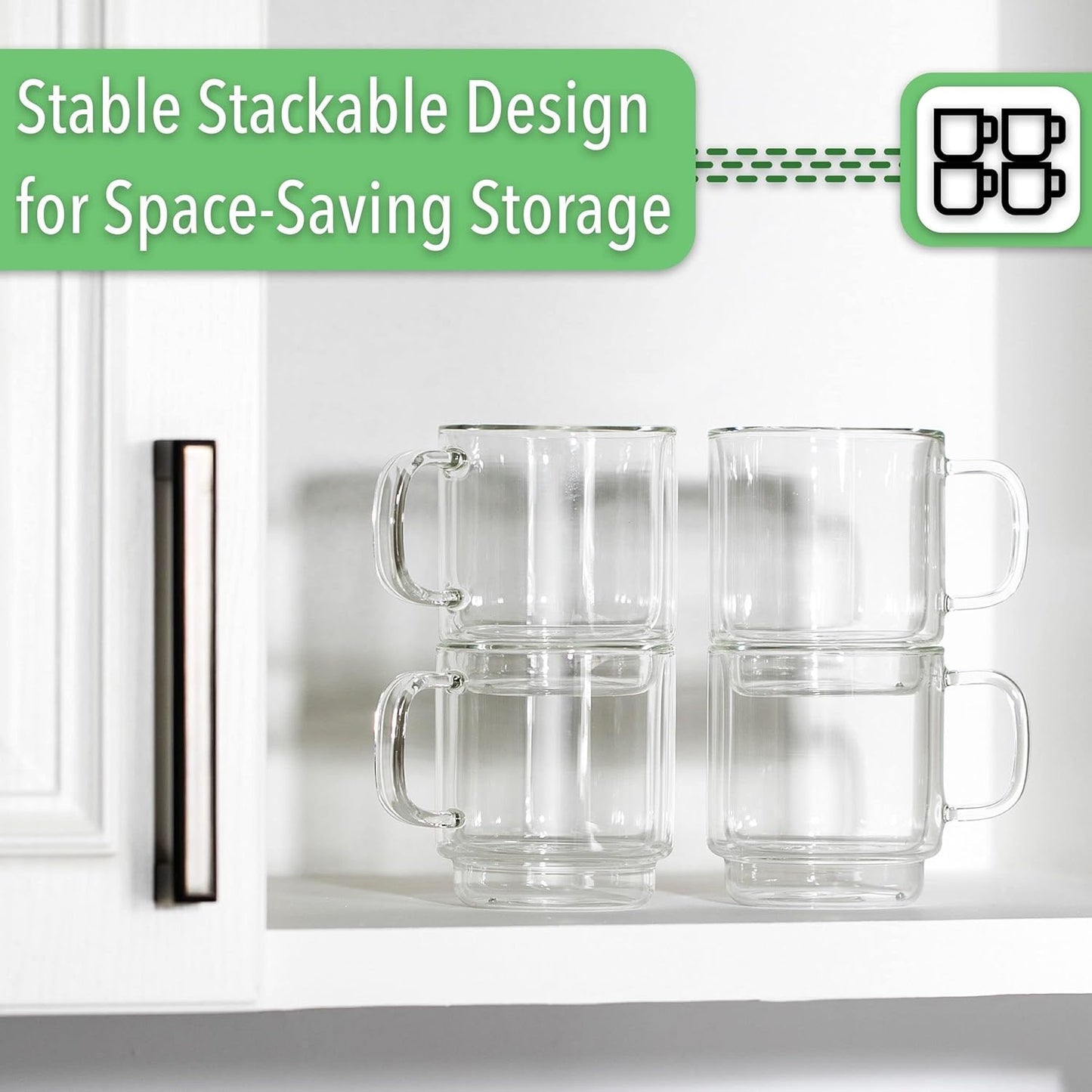 BTaT- Stackable Espresso Cups, Demitasse Cups, Set of 4 (5.0 oz, 150 ml)