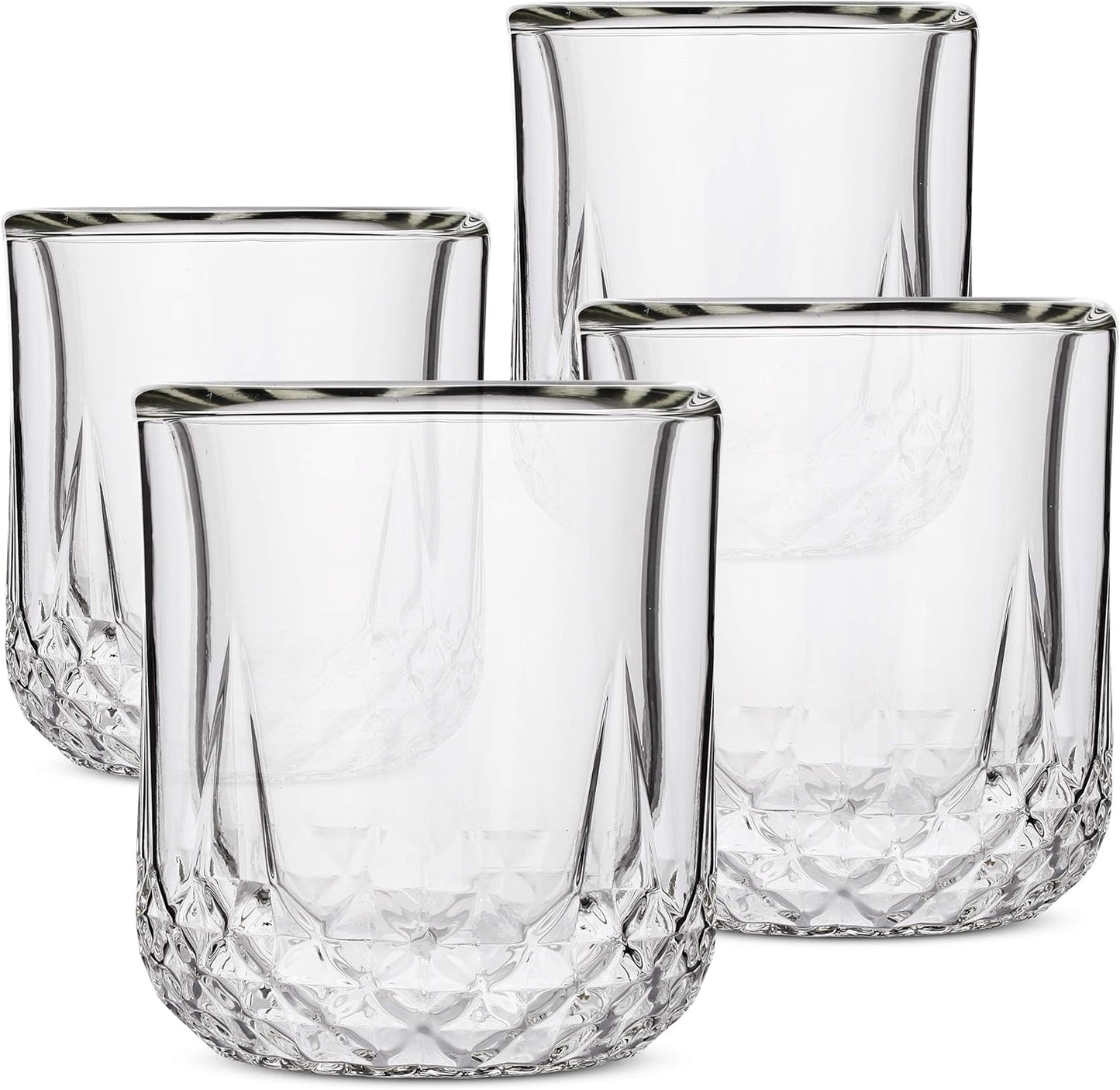 BTaT- Whiskey Glasses Double Wall, Bourbon Glasses, Set of 4, Cocktail Glasses