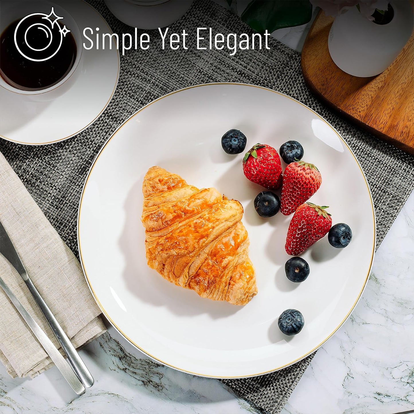 BTaT- White Porcelain Dinner Plates, Set of 12, 10.5", White Dishes