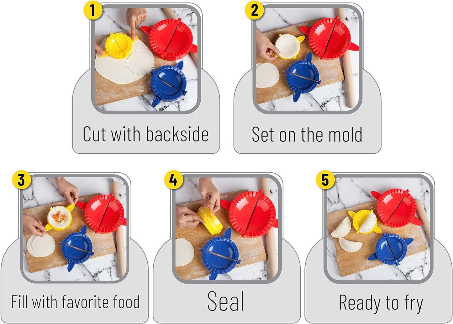 BTaT- Dough Press Set, 3 Pack, Empanada Press, Dough Press, Dumpling Press