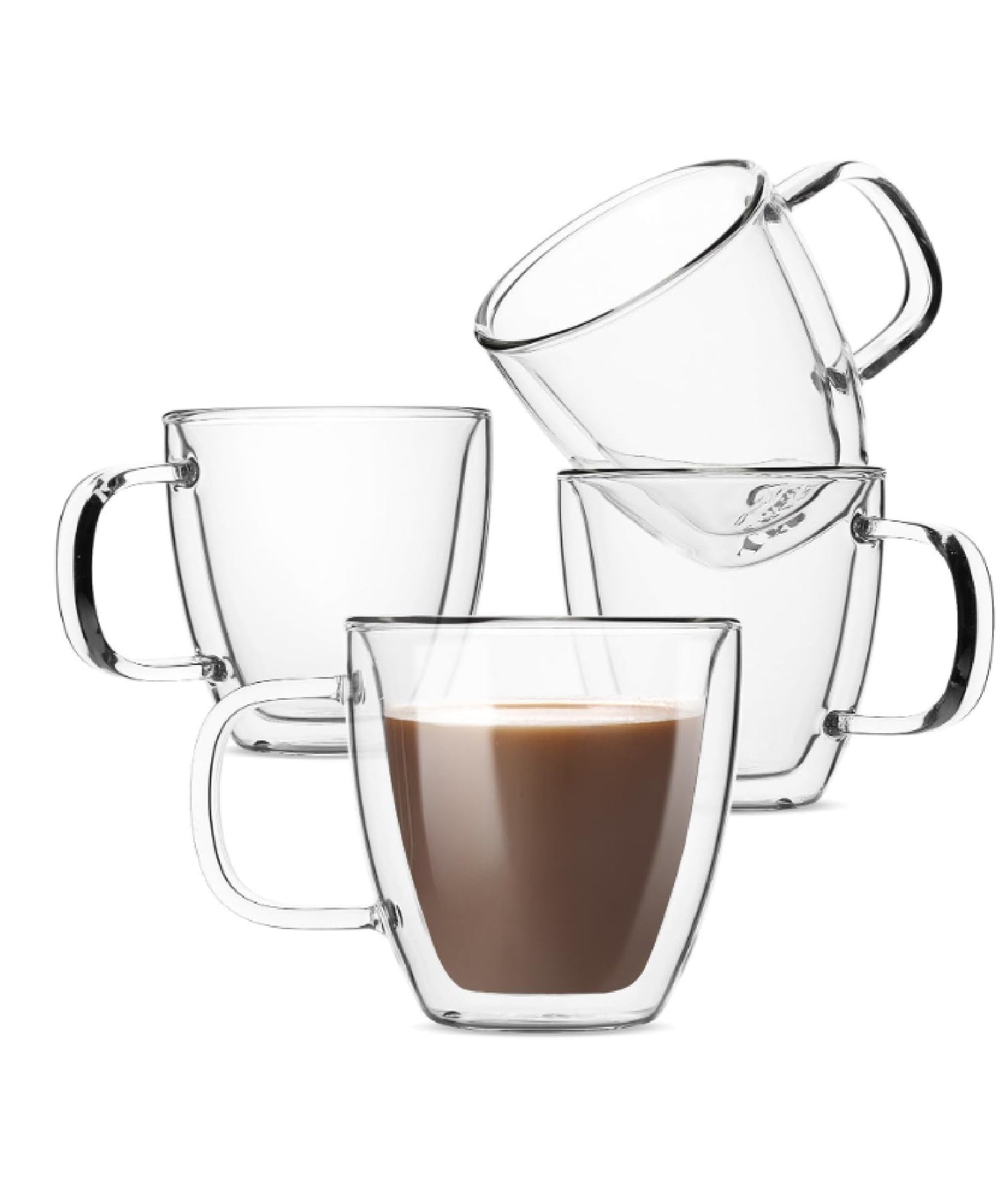 BTaT- Small Espresso Cups, Demitasse Cups, Set of 6 (2.0 oz, 60 ml), Glass Coffee Mugs, Double Wall Glass Cups, Cappuccino Cups, Latte Cups, Clear Coffee Cup, Tea Glass