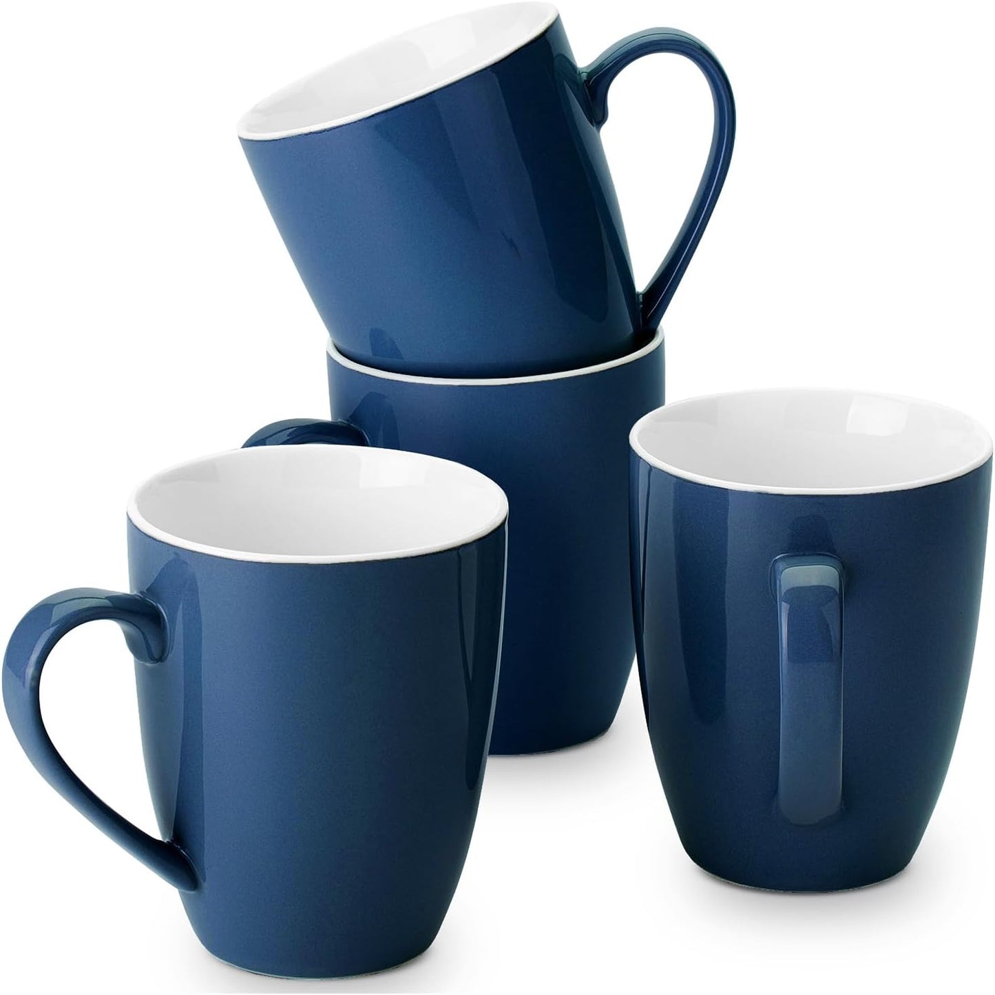 BTaT- Coffee Mugs, Set of 4, 16oz, Fine Bone China Porcelain, Navy Blue Coffee Mugs for Coffee Mug Set