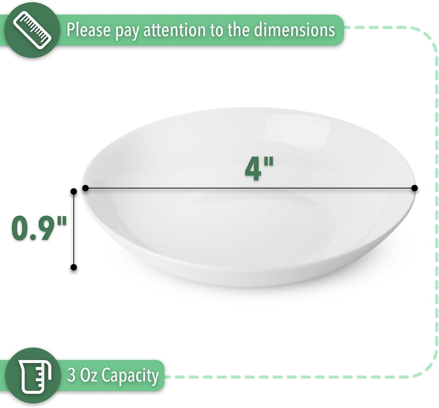 BTaT- Ceramic Dip Bowls, 3 Oz, Set of 12, White Dipping Bowls, Small Bowls