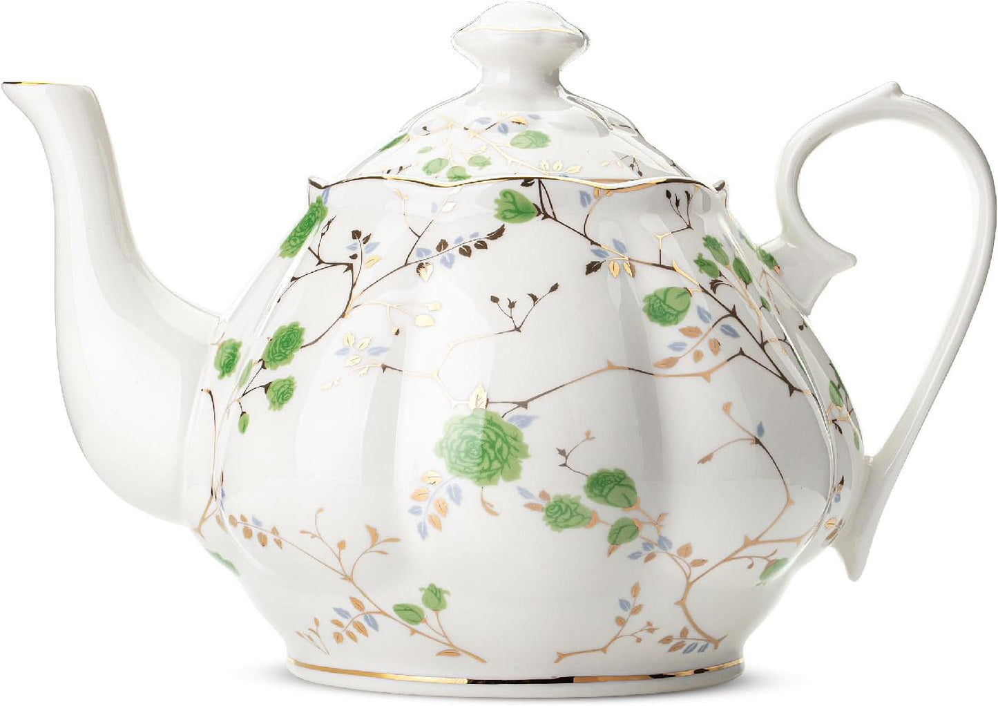 BTaT- Floral Tea Pot, Porcelain Teapot, 38 oz, Floral Teapot, Bone China Teapot for Tea Set