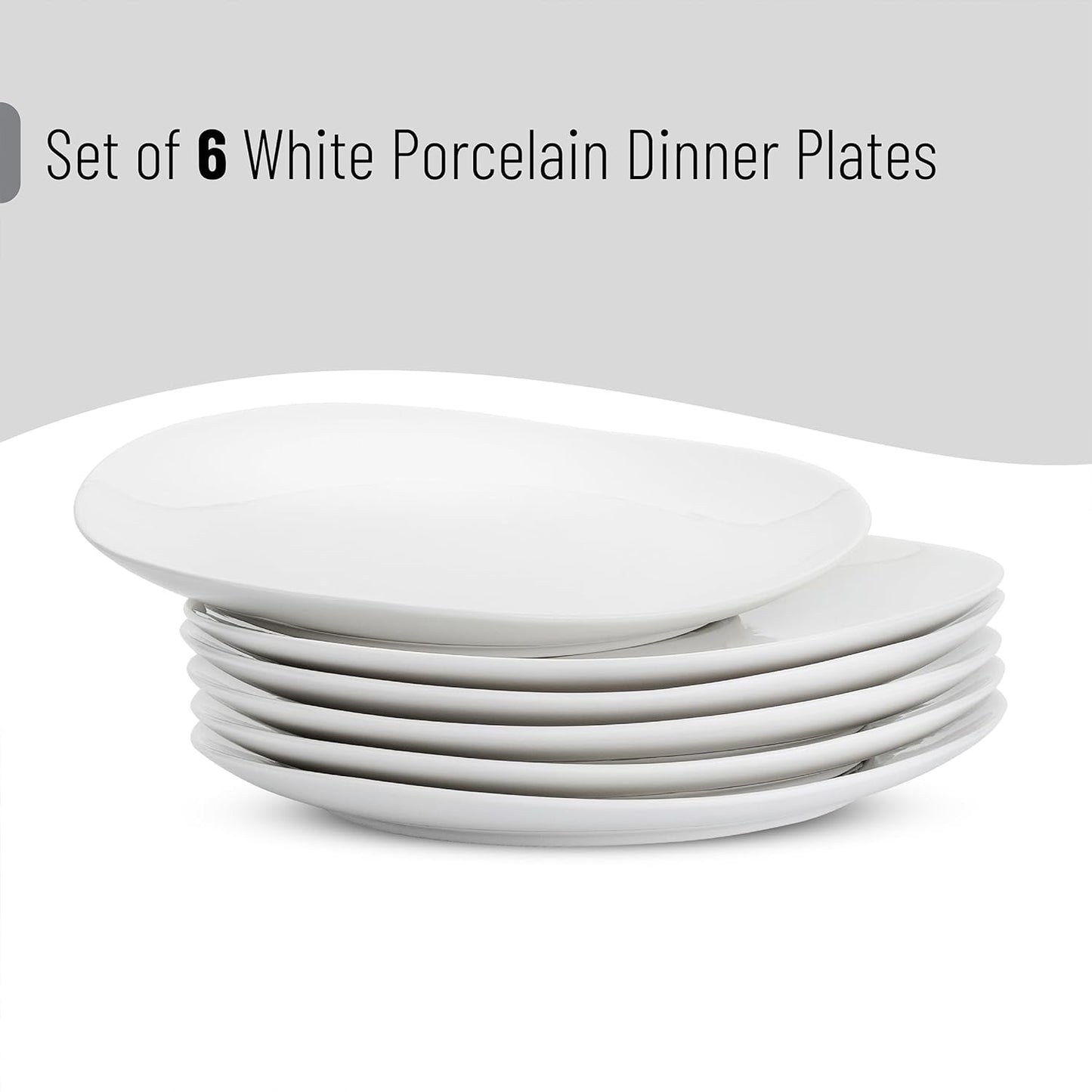 BTaT- White Porcelain Dinner Plates, Set of 6, 11 Inch, White Dishes