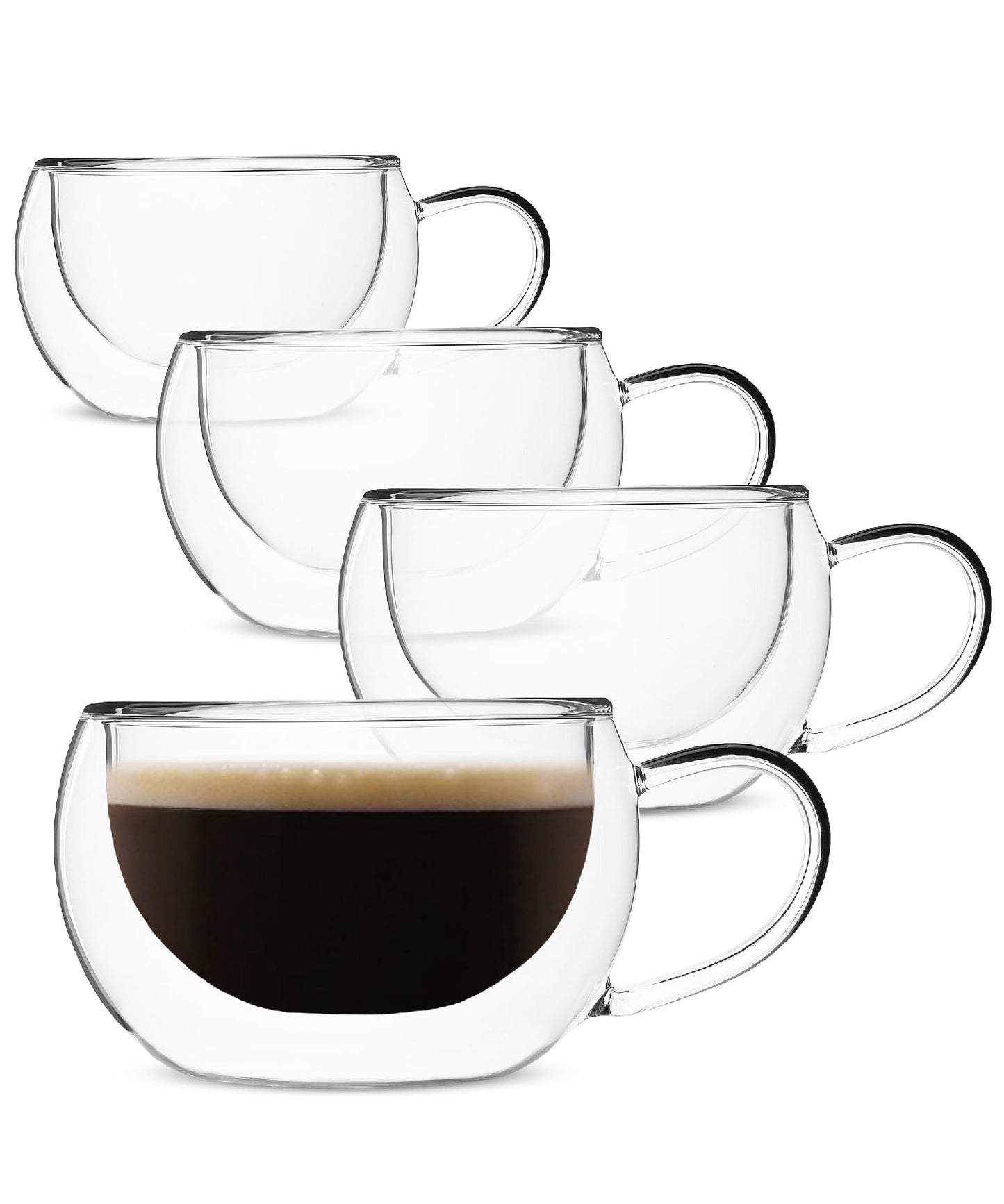 BTaT- Small Espresso Cups, Demitasse Cups, Set of 6 (2.0 oz, 60 ml), Glass Coffee Mugs, Double Wall Glass Cups, Cappuccino Cups, Latte Cups, Clear Coffee Cup, Tea Glass