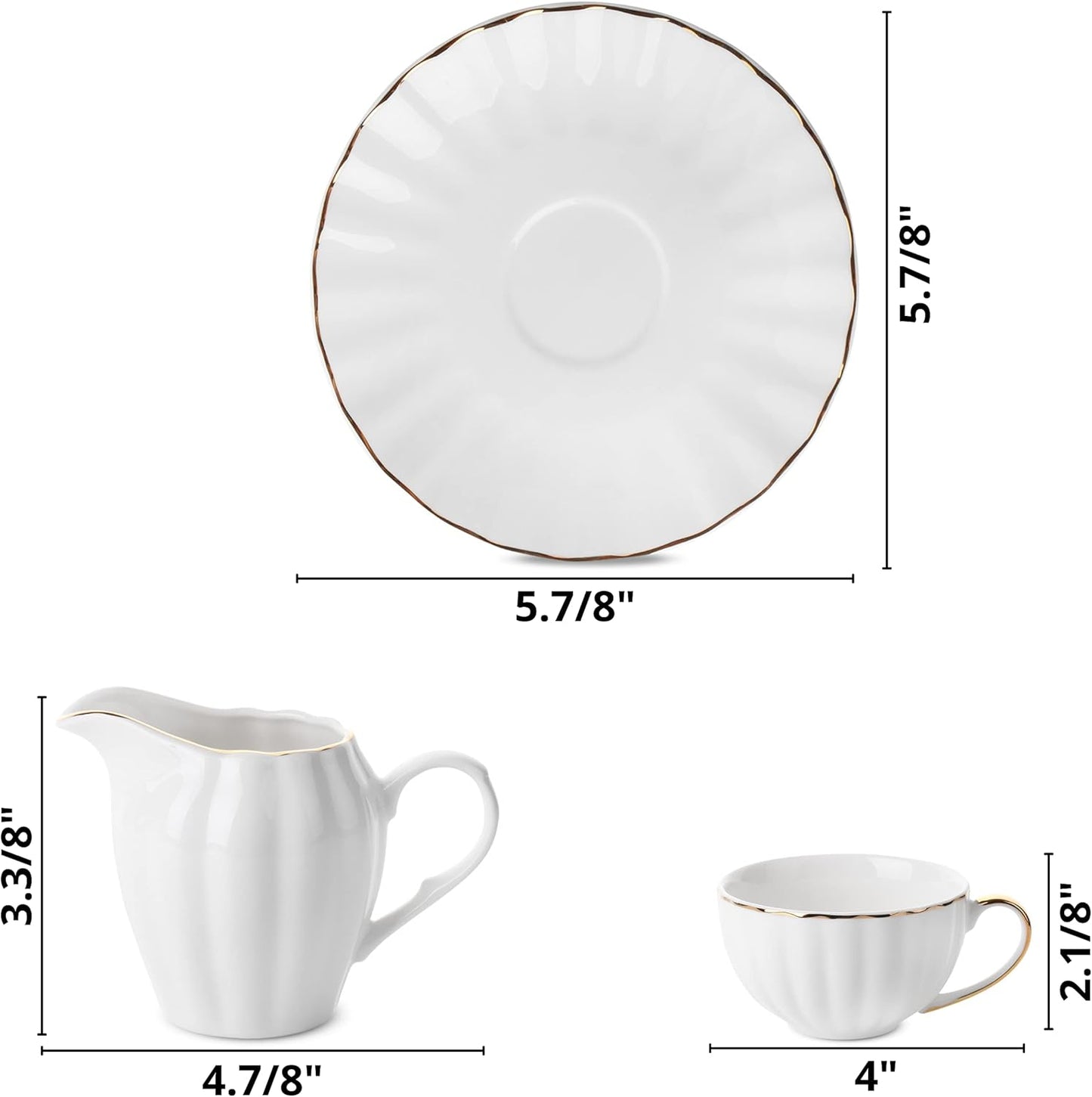 BTaT- Classic tea set, 13 pcs, Tea Cups (7oz), Tea Pot with Stainless Steel Infuser (32oz)