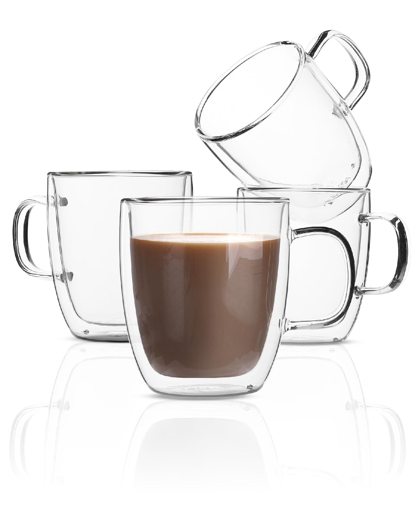 BTaT- Small Espresso Cups, Demitasse Cups, Set of 6 (2.0 oz, 60 ml), Glass Coffee Mugs, Double Wall Glass Cups, Cappuccino Cups, Latte Cups, Clear Coffee Cup, Tea Glass