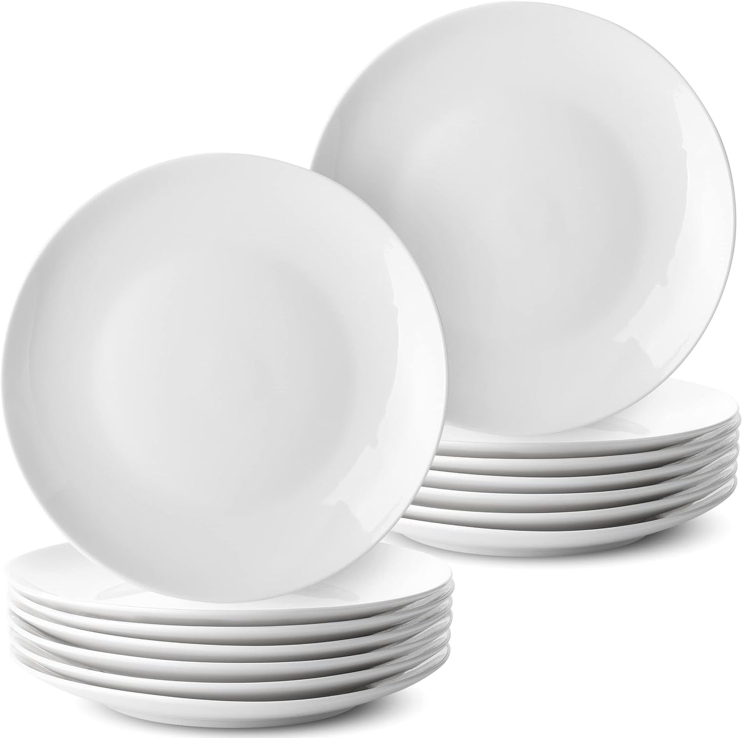 BTaT- White Dessert Plates, 8 inch, Set of 12, Daisy White, Small Plates for Appetizers