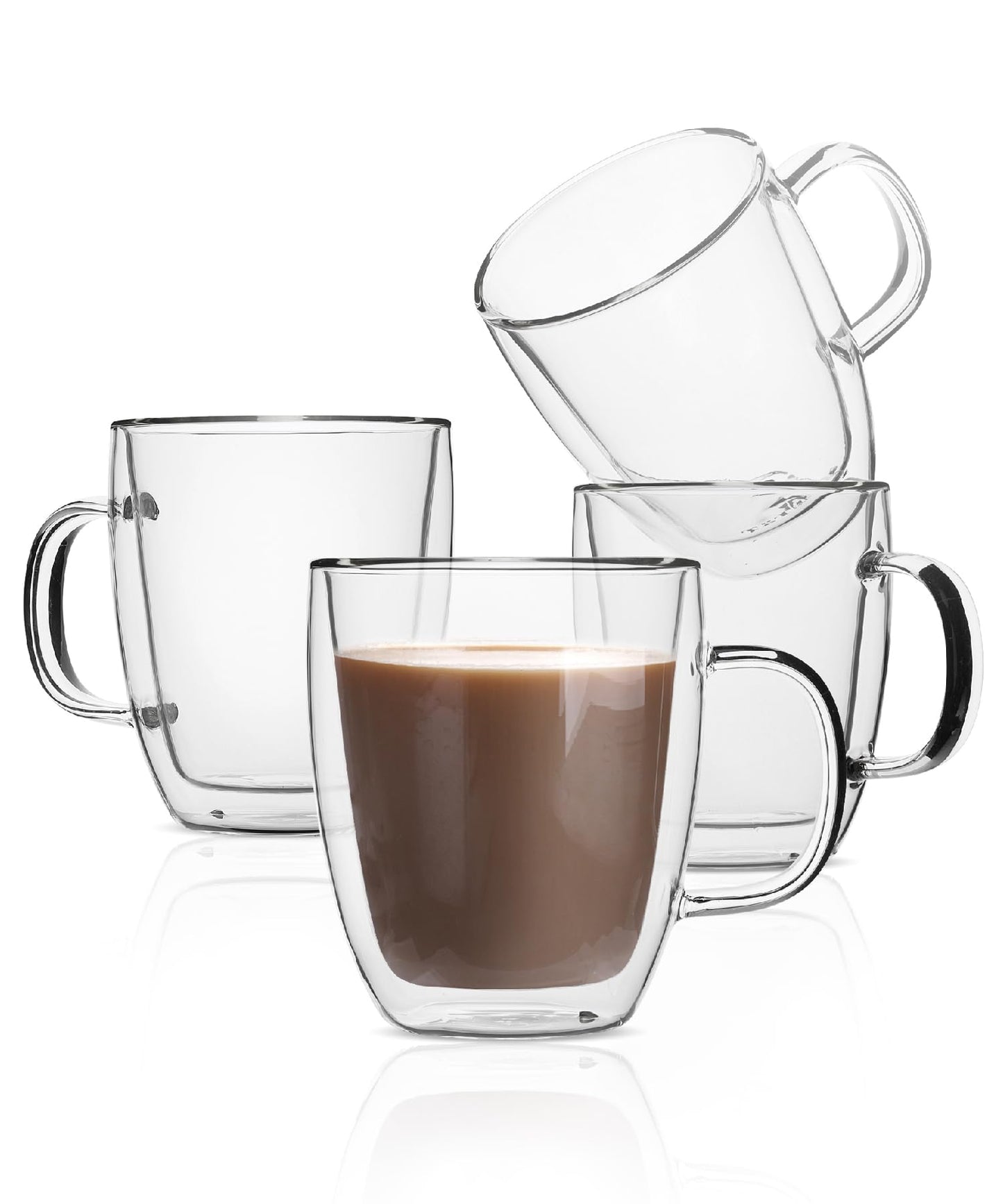 BTaT- Small Espresso Cups, Demitasse Cups, Set of 6 (2.0 oz, 60 ml), Glass Coffee Mugs, Double Wall Glass Cups, Cappuccino Cups, Latte Cups, Clear Coffee Cup, Tea Glass
