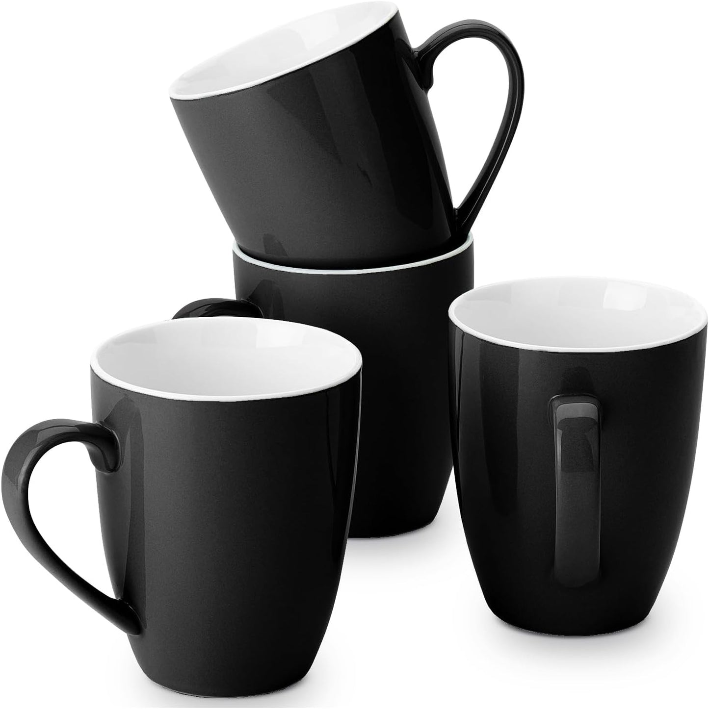 BTaT- Coffee Mugs, Set of 4, 16oz, Fine Bone China Porcelain, Black Coffee Mugs for Coffee Mug Set