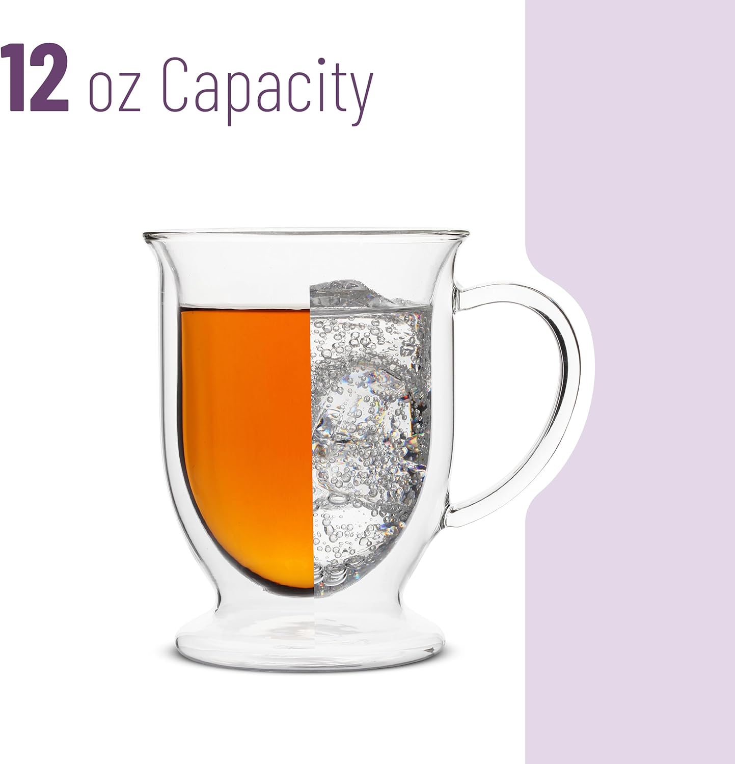 BTaT- Double Walled Glass Coffee Mugs, Set of 6, 12 oz, Double Wall Glass Coffee Mugs