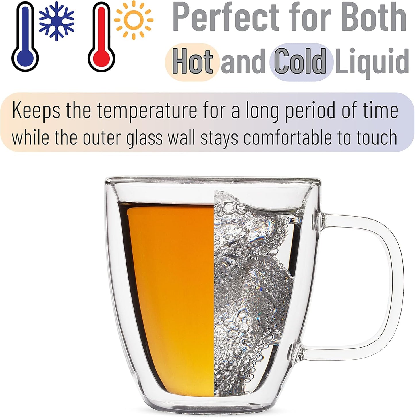 BTaT- Double Wall Glass Coffee Mugs, 16 oz, Set of 4, Double Glass Coffee Cups