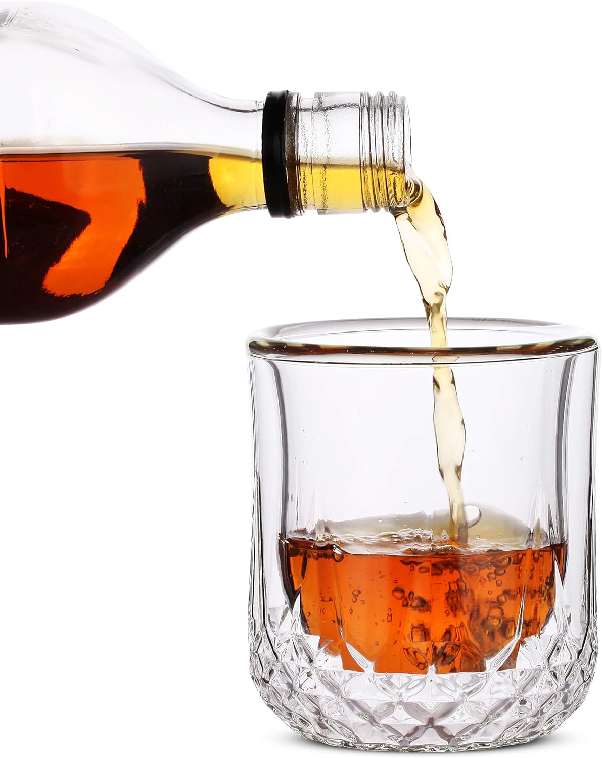 BTaT- Whiskey Glasses Double Wall, Bourbon Glasses, Set of 4, Cocktail Glasses
