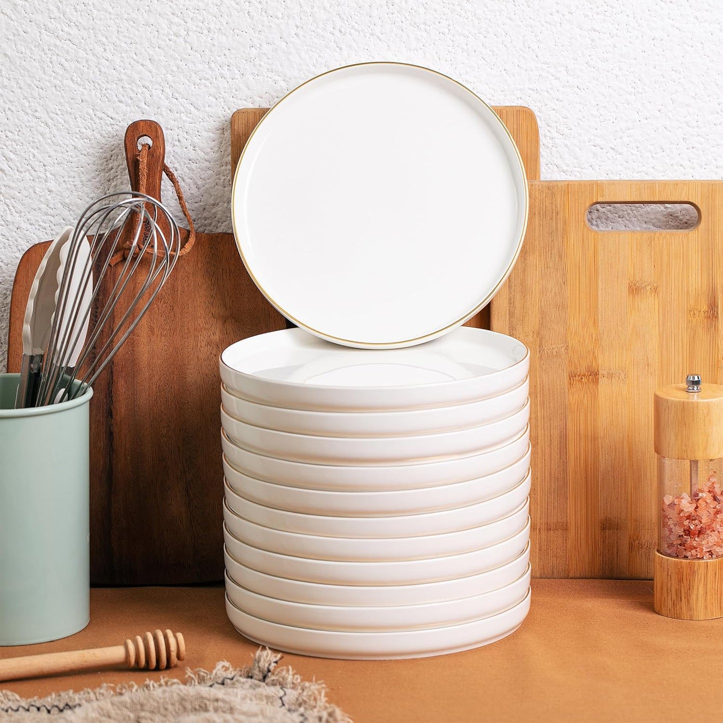 BTaT- White Dessert Plates, Set of 12, 8", Small Plates for Appetizers, Small Plate