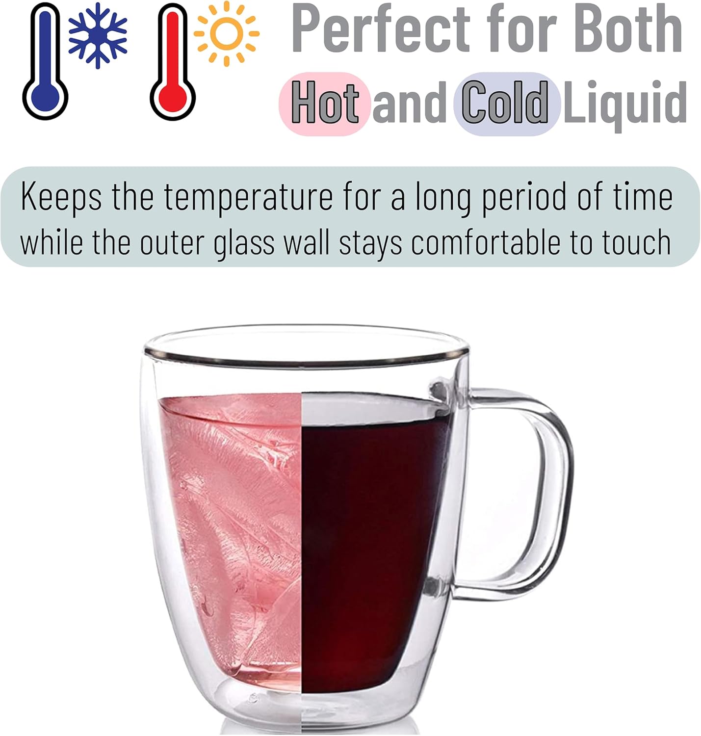 BTaT- Double Wall Glass Coffee Mugs, 12 oz, Set of 6, Double Glass Coffee Cups
