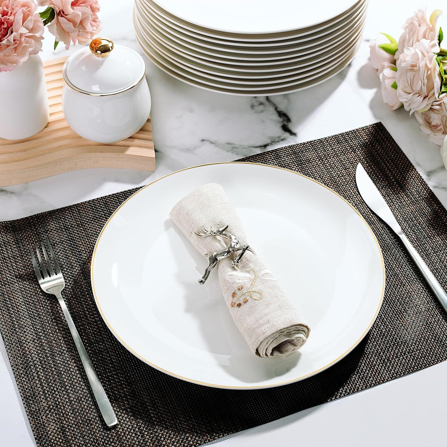 BTaT- White Porcelain Dinner Plates, Set of 12, 10.5", White Dishes