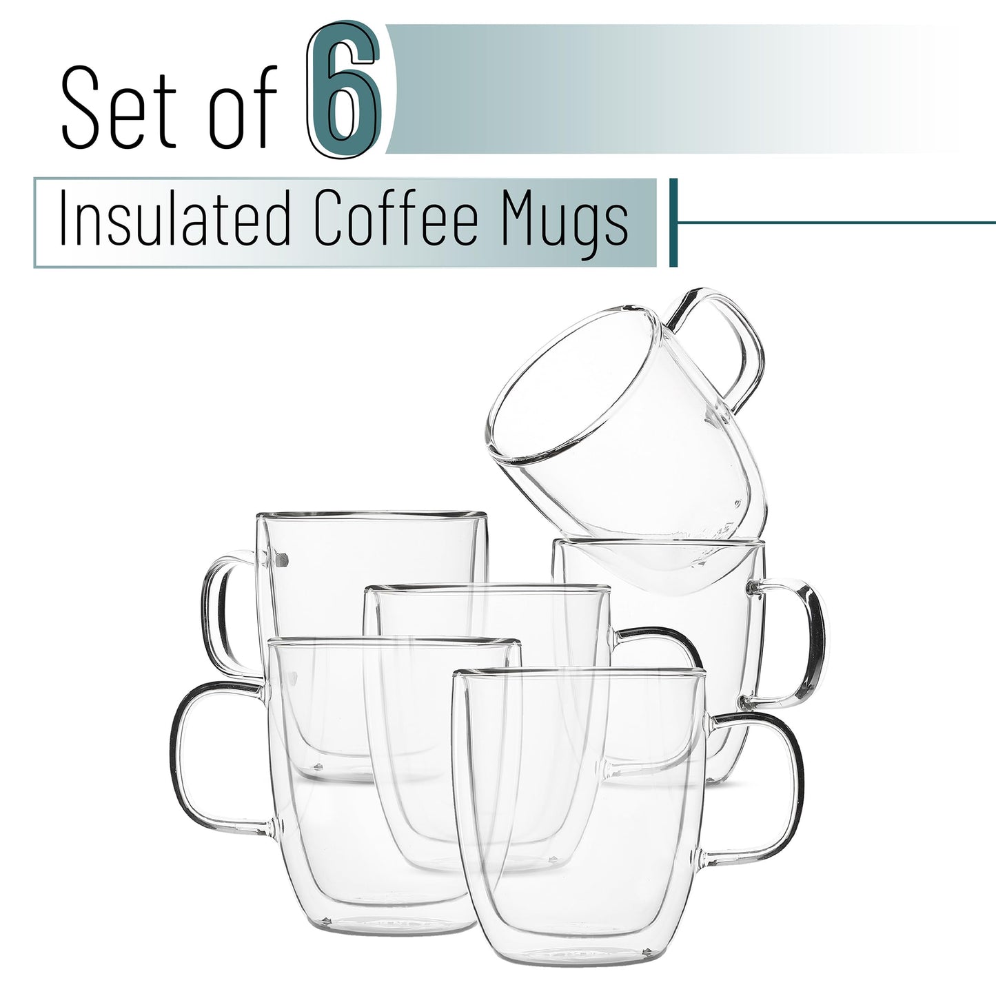 BTaT- Small Espresso Cups, Demitasse Cups, Set of 6 (2.0 oz, 60 ml), Glass Coffee Mugs, Double Wall Glass Cups, Cappuccino Cups, Latte Cups, Clear Coffee Cup, Tea Glass