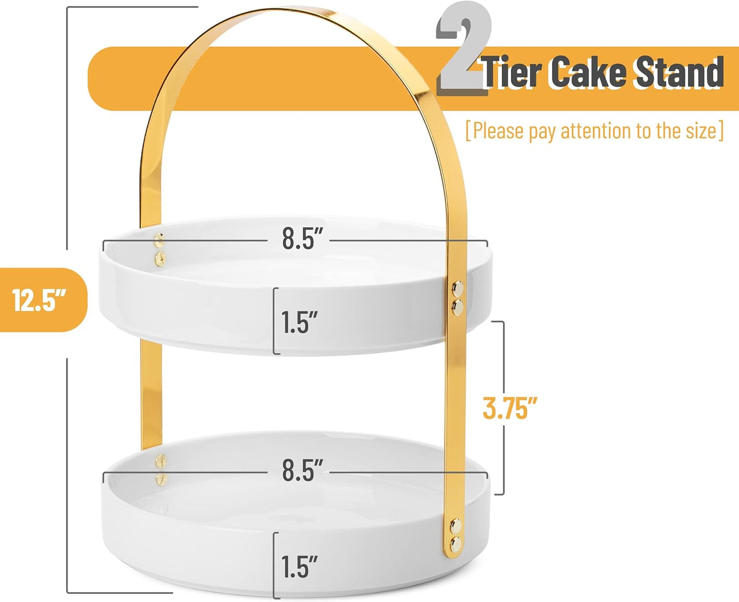 BTaT- Cake Stand 2-Tiers, White Porcelain, Cupcake Stand, Cupcake Holder