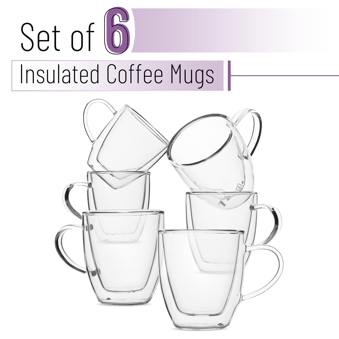 BTaT- Small Espresso Cups, Demitasse Cups, Set of 6 (2.0 oz, 60 ml), Glass Coffee Mugs, Double Wall Glass Cups, Cappuccino Cups, Latte Cups, Clear Coffee Cup, Tea Glass