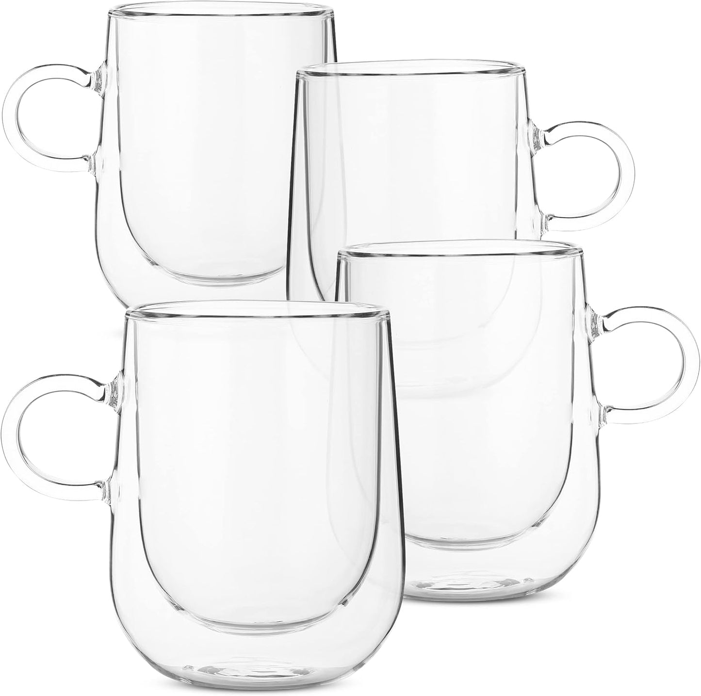 BTaT- Double Wall Glass Coffee Mugs, 8 oz (240ml), Set of 4, Double Glass Coffee Cups