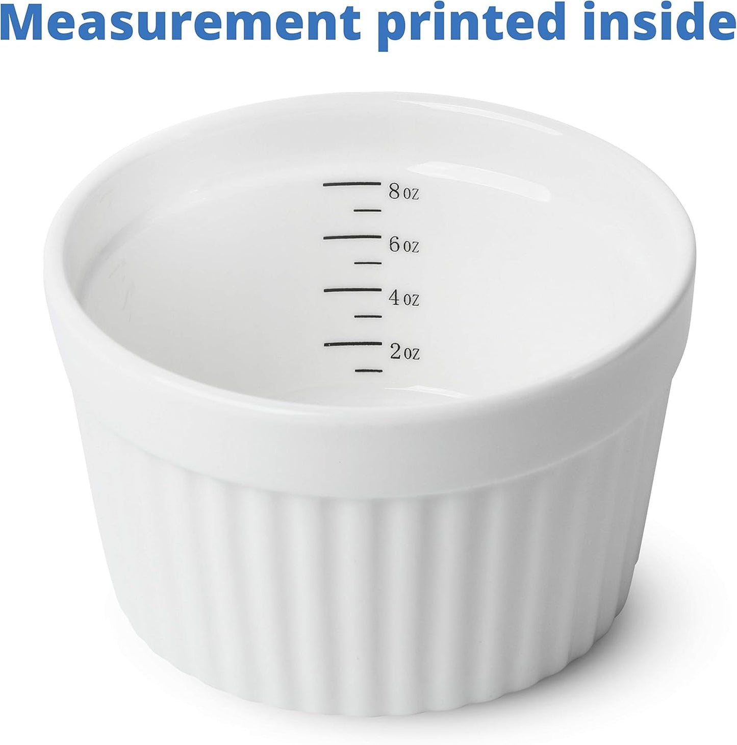 BTaT- Ramekins, 8 oz, Set of 8, Ramekins for Baking, Ramekin with Measurement Markings
