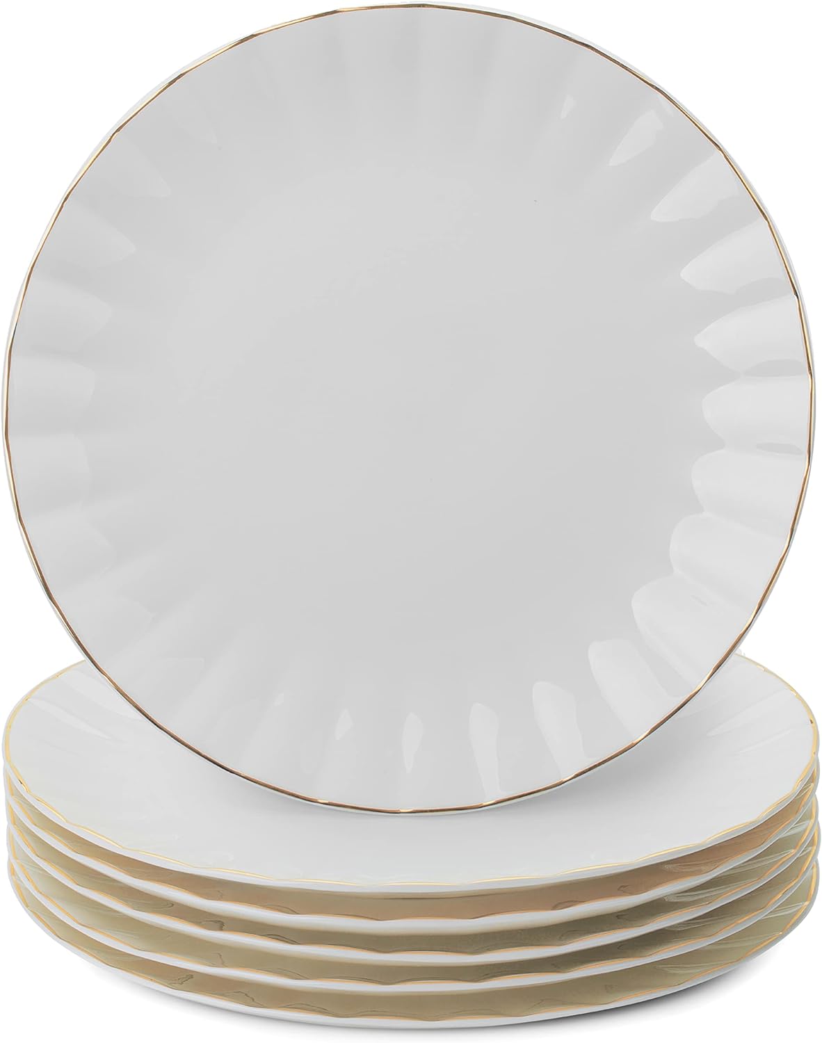 BTaT- Porcelain Dinner Plates with Gold inch, Set of