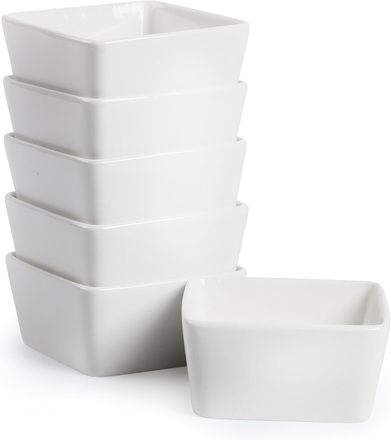 BTaT- Ramekins 8 oz, Set of 6, Square Porcelain Ramekins, Ramekins for Baking